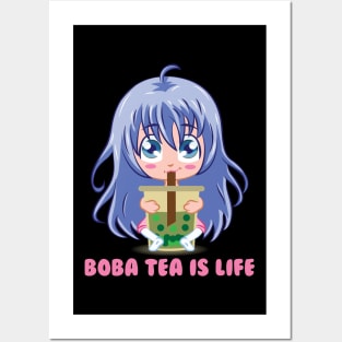 Japanese Anime Girl manga boba tea gift Posters and Art